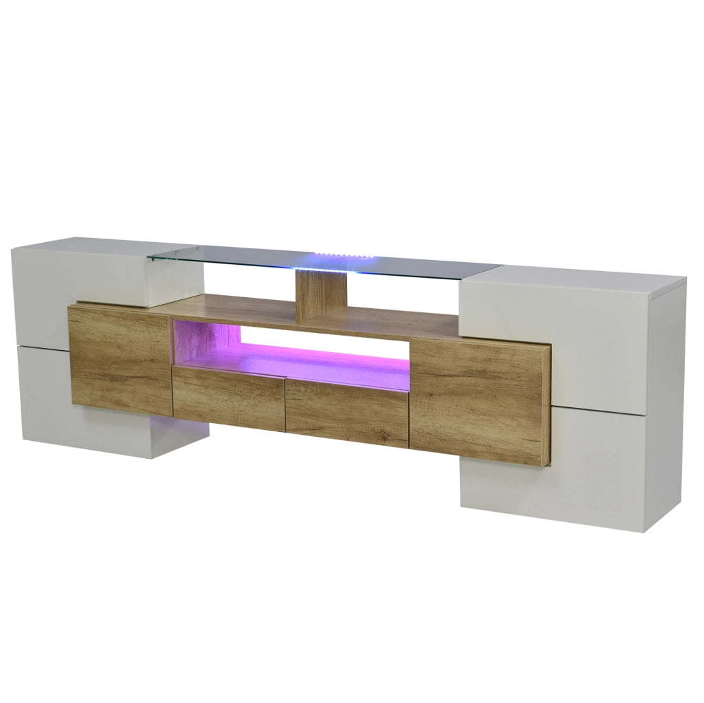 Mobile TV moderno bianco lucido con LED e ampio spazio