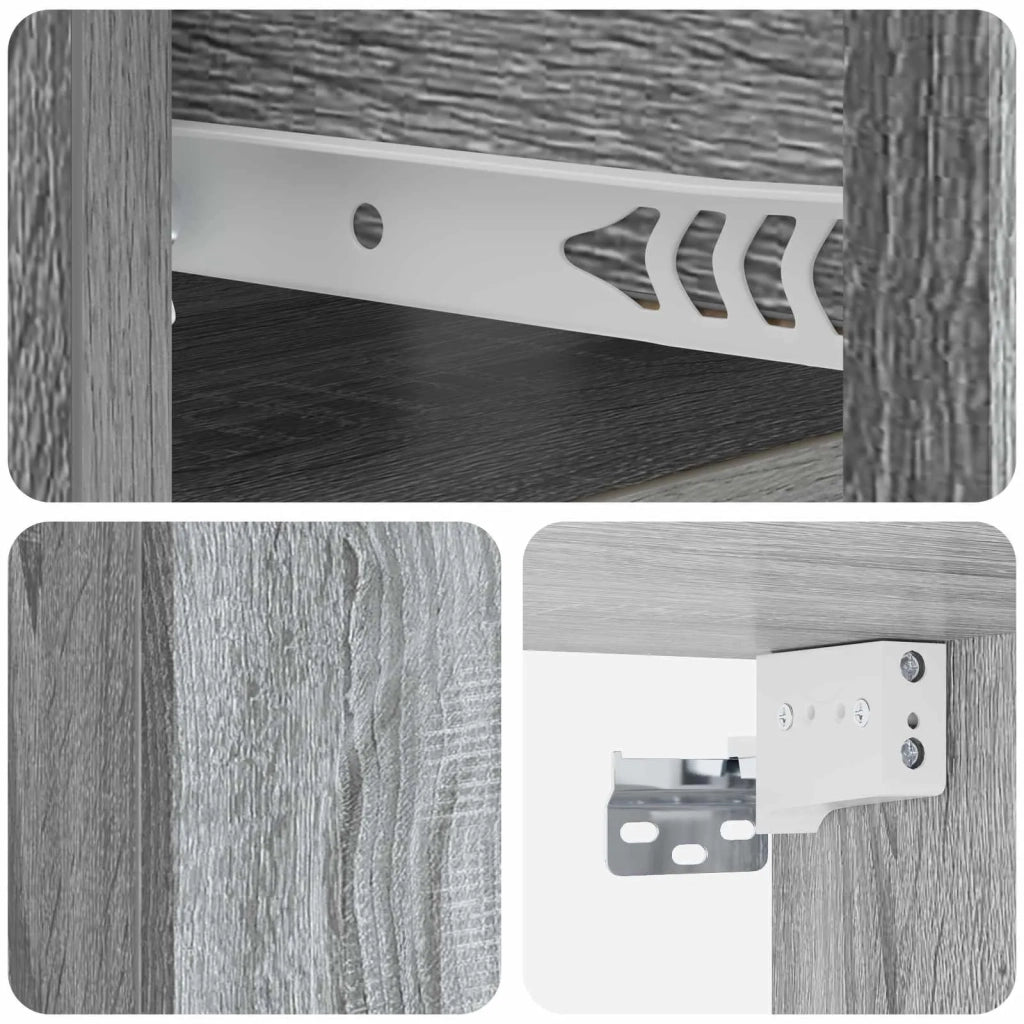 Set di 2 Comodini | Armadio da Notte | Mobiletto da notte a muro Grigio Sonoma 49 x 34,5 x 20 cm