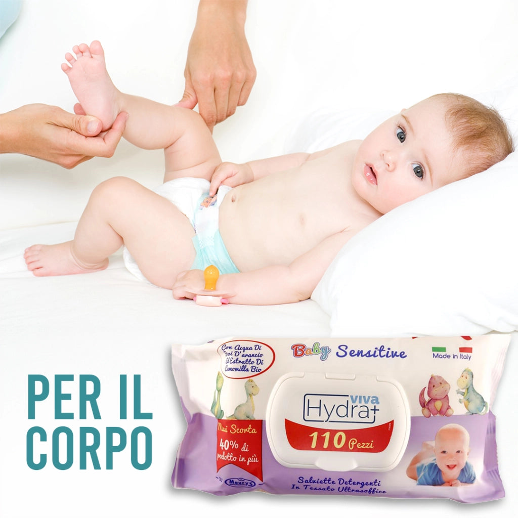 HYDRA VIVA+ 6 CONFEZIONI SALVIETTE DETERGENTI BABY SENSITIVE 660 PZ