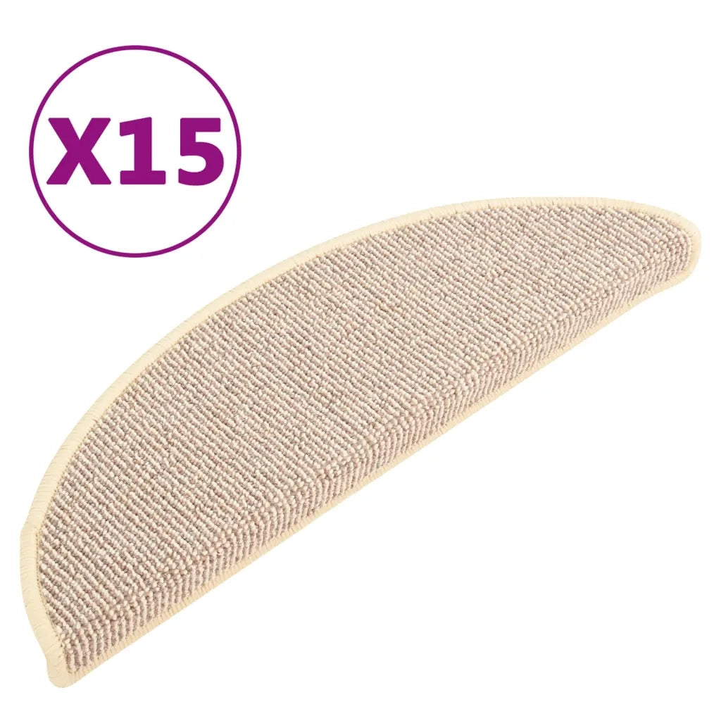 Tappetini per scale 15 pz | Gradini per Scale 56x17x3 cm Bianco e Marrone Semicircolari