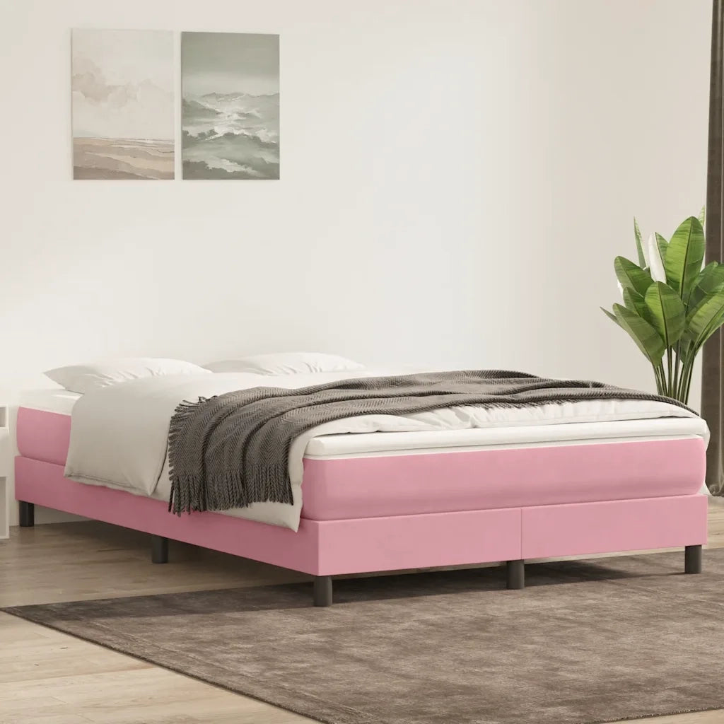 Giroletto a Molle con Materasso Rosa 160x210 cm in Velluto 3315932