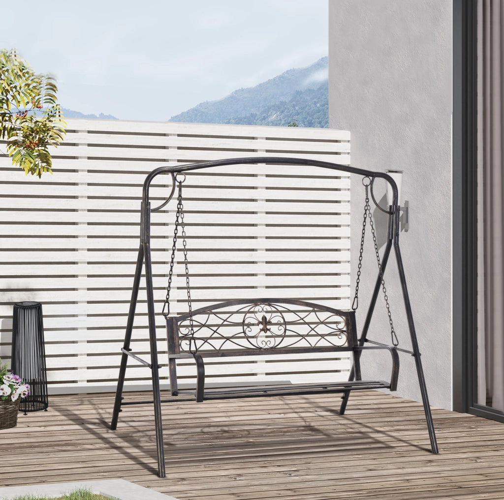 Altalena da giardino a 2 posti in metallo nero; 167 x 123 x 175 cm