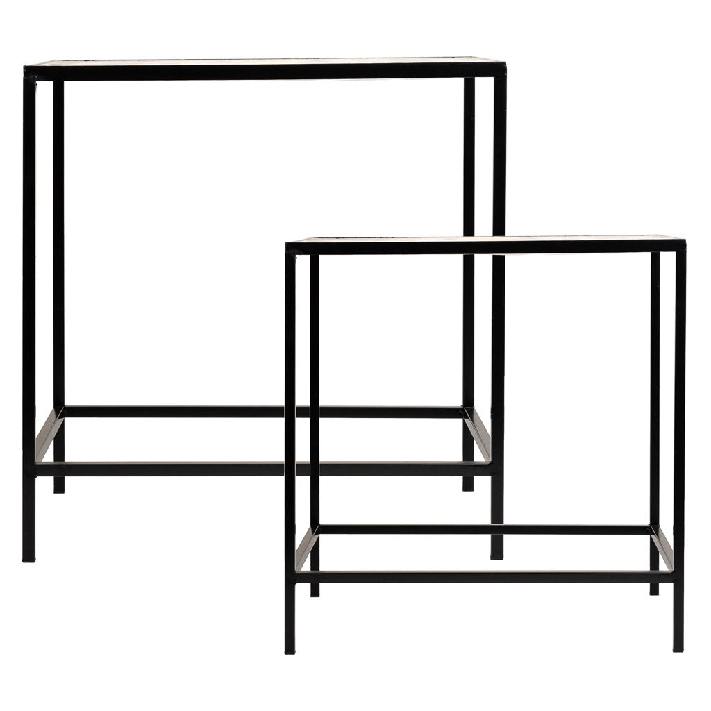 Set di 2 supporti in mosaico nero e metallo