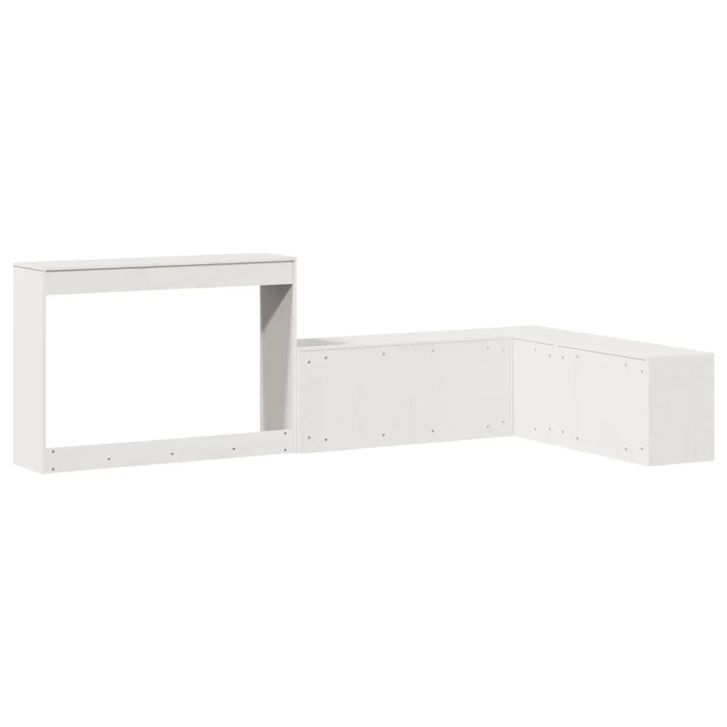 Comodino | Armadio da Notte | Mobiletto da notte con Scrivania Bianco 232x122x75 cm Legno Massello di Pino