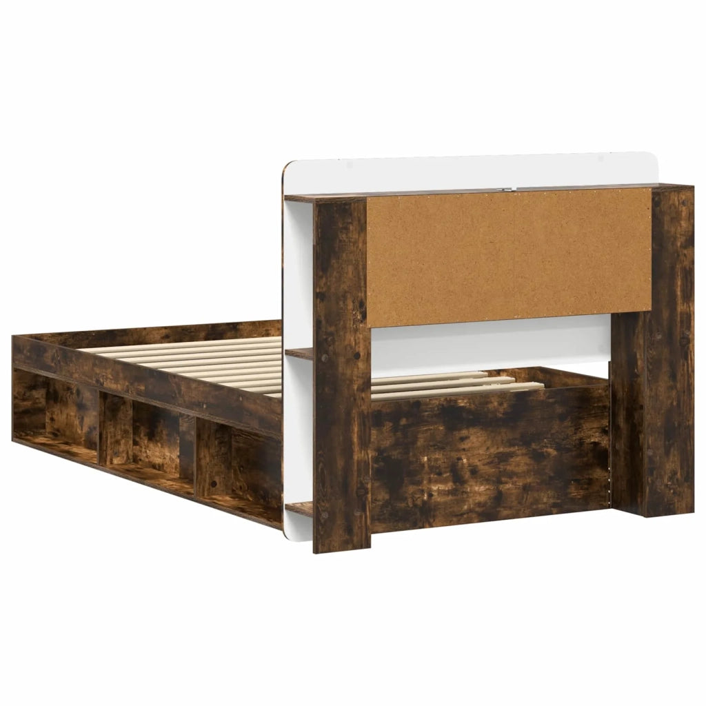 Letto singolo | Letto per adulti | Telaio del letto con storage Rovere Fumo 75 x 190 cm