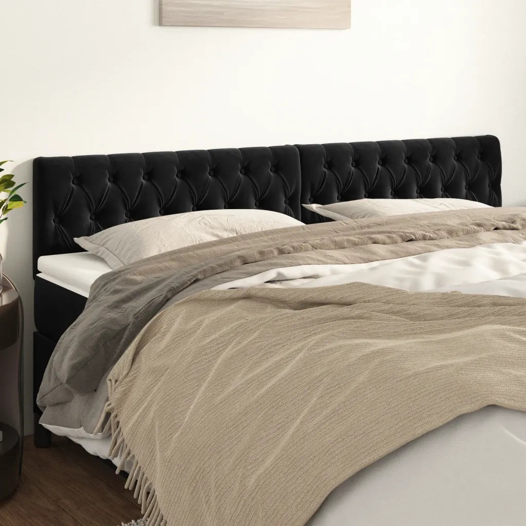 Testiera | Testata Nera 180x7x78/88 cm in Velluto