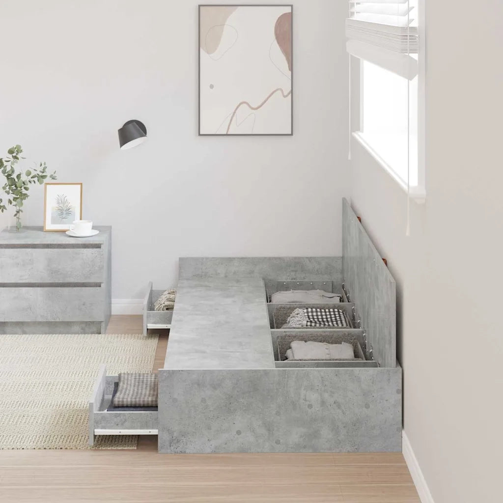 Letto singolo | Letto per adulti | Struttura del letto con testiera Grigio cemento 80 x 200 cm