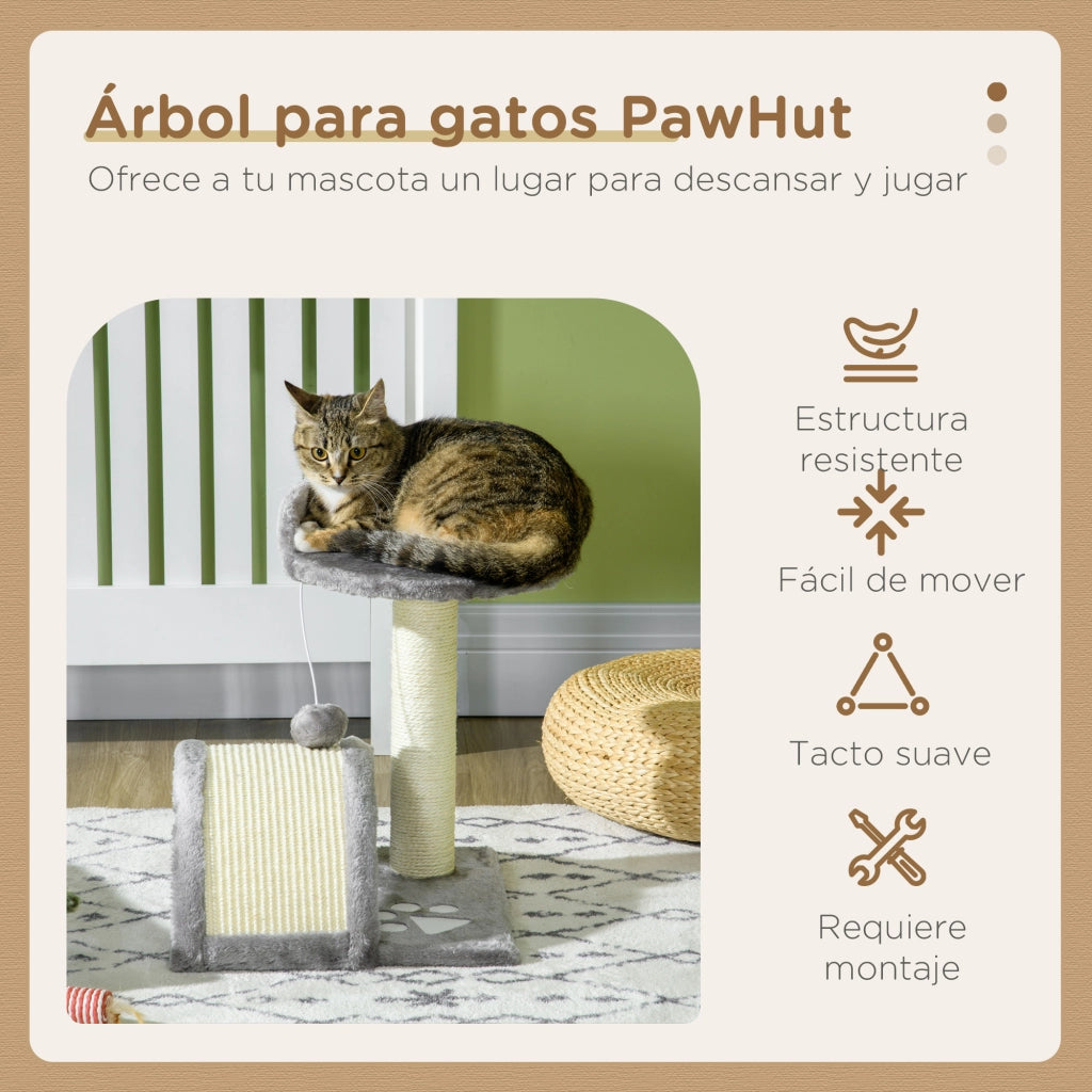 Tiragraffi per Gatti Piccoli ¨C Xylo ¨C Altezza 46 cm Piattaforme e Palla Grigio 35,5x37x46 cm
