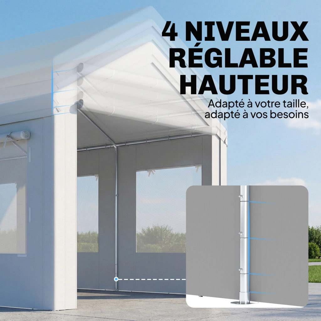 Tenda da Giardino per Auto 3x6m Protezione UV30+ ¨C zephmum ¨C Bianco 6 Finestre Rete Zanzariera