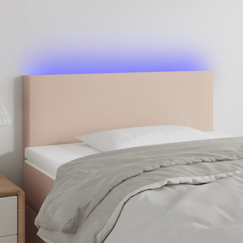 Testiera con LED-Testata Cappuccino a LED 90x5x78/88 cm in Similpelle 829865