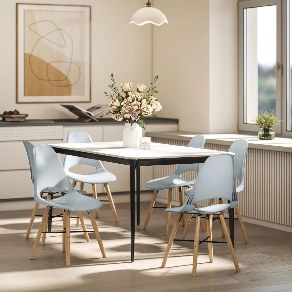 Set 2 Sedie da Pranzo ¨C Zephmum ¨C Plastica e Legno Grigio