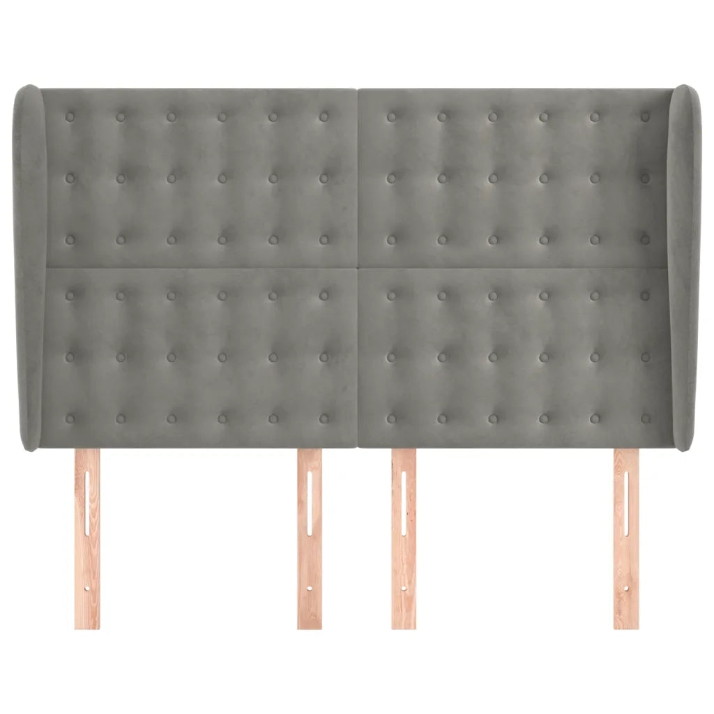 Testiera | Testata ad Orecchio Grigio Chiaro 147x23x118/128 cm in Velluto