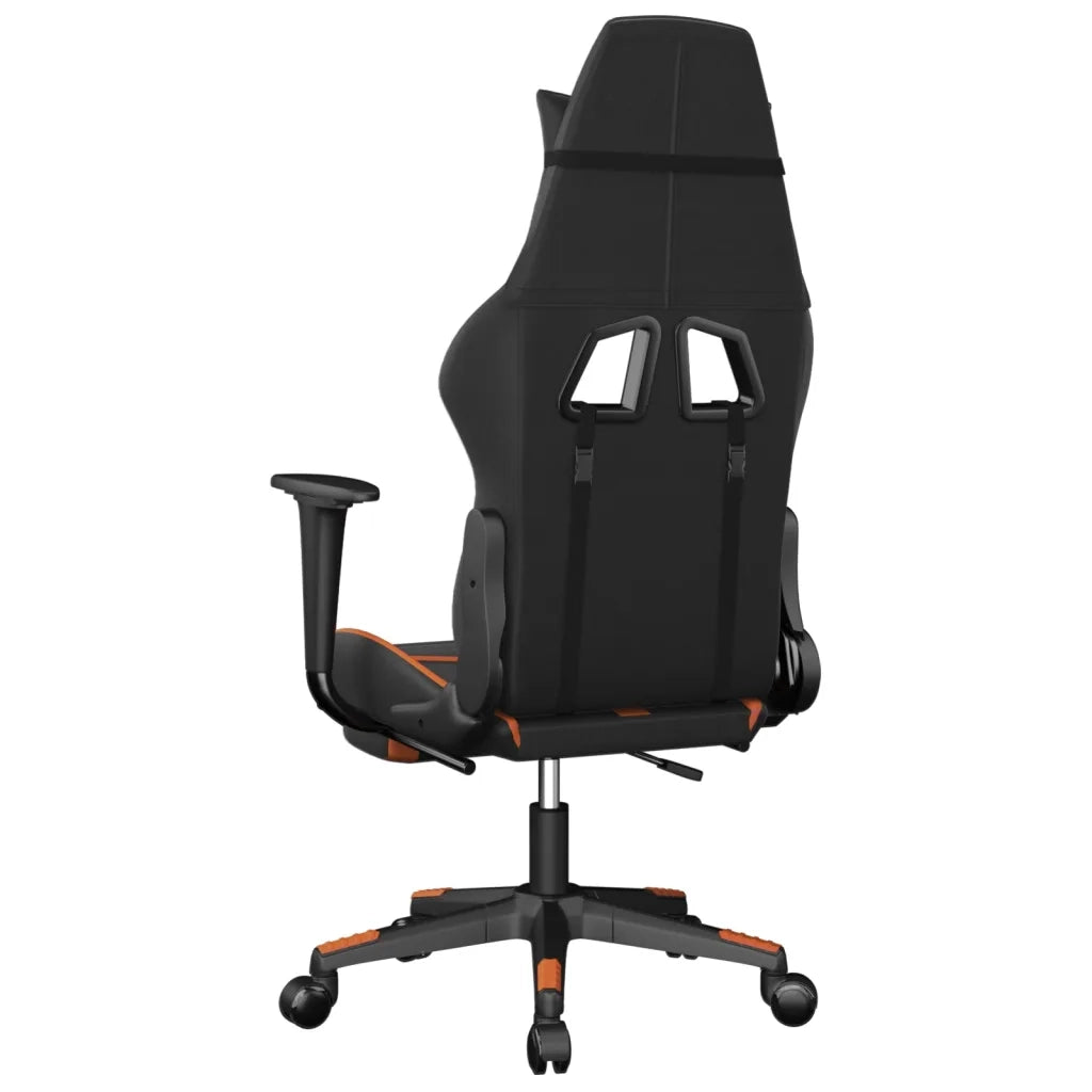 Sedia Gaming | Sedia da e-sports Massaggio Poggiapiedi Nero e Arancione Similpelle
