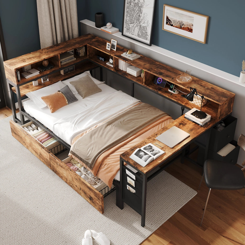 letto metallo legno nero naturale 120 x 200 cm