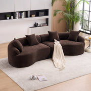 Divano curvo modulare ULEVR 4 posti 275x115x63 cm in ciniglia marrone scuro