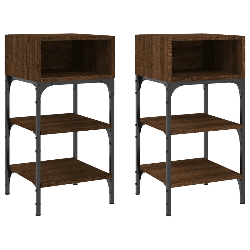 Comodini 2 pz-Set di 2 Tavolino da notte Rovere Marrone 35x34,5x70 cm in Legno Multistrato