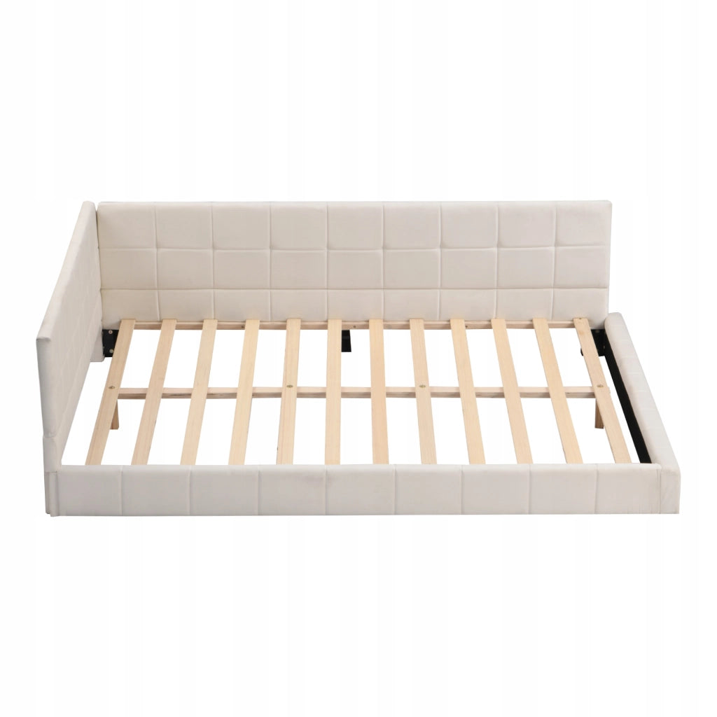 Letto imbottito 140x200 - Xylo - Beige, velluto
