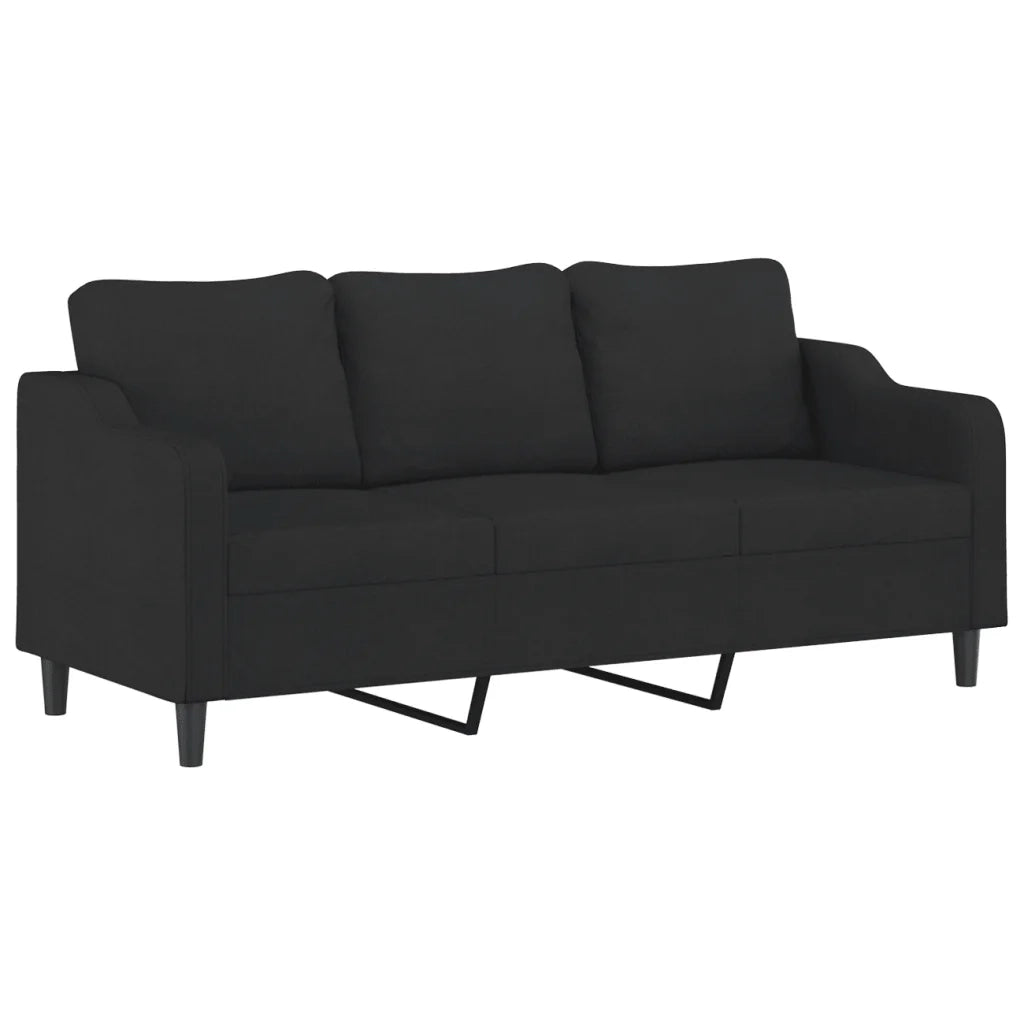 Set di Divani 4 pz con Cuscini Nero in Tessuto