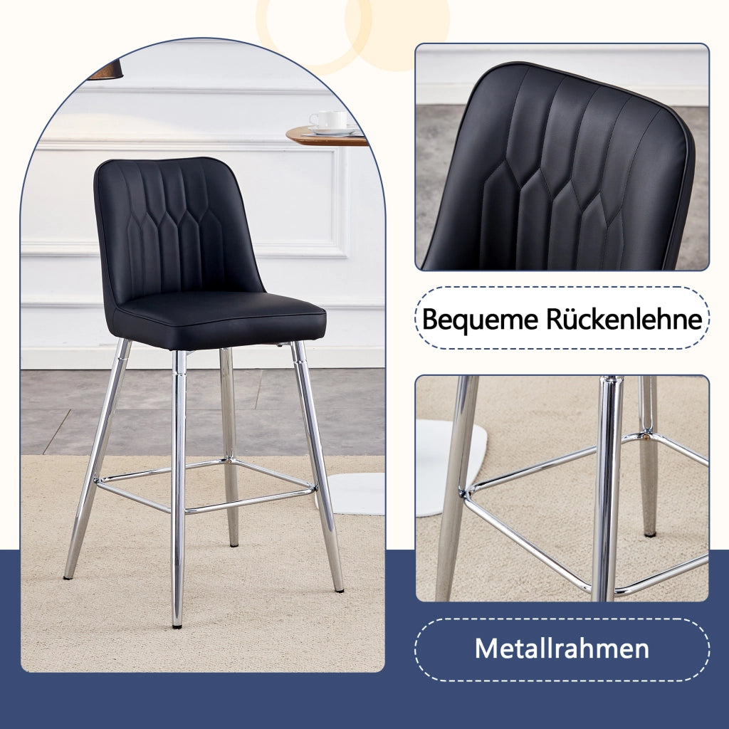 SGABELLO DA BAR Set da 2 pezzi 100 cm PU nero/metallo argento