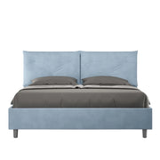 BS COM Letto queen size con rete imbottito 150x200 microfibra azzurro Large