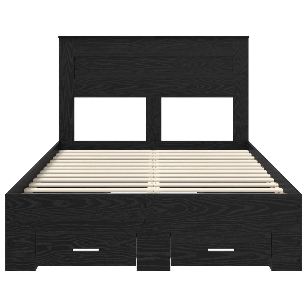 Letto matrimoniale | Letto per adulti | Struttura del letto Rovere Nero 135 x 190 cm Legno multistrato