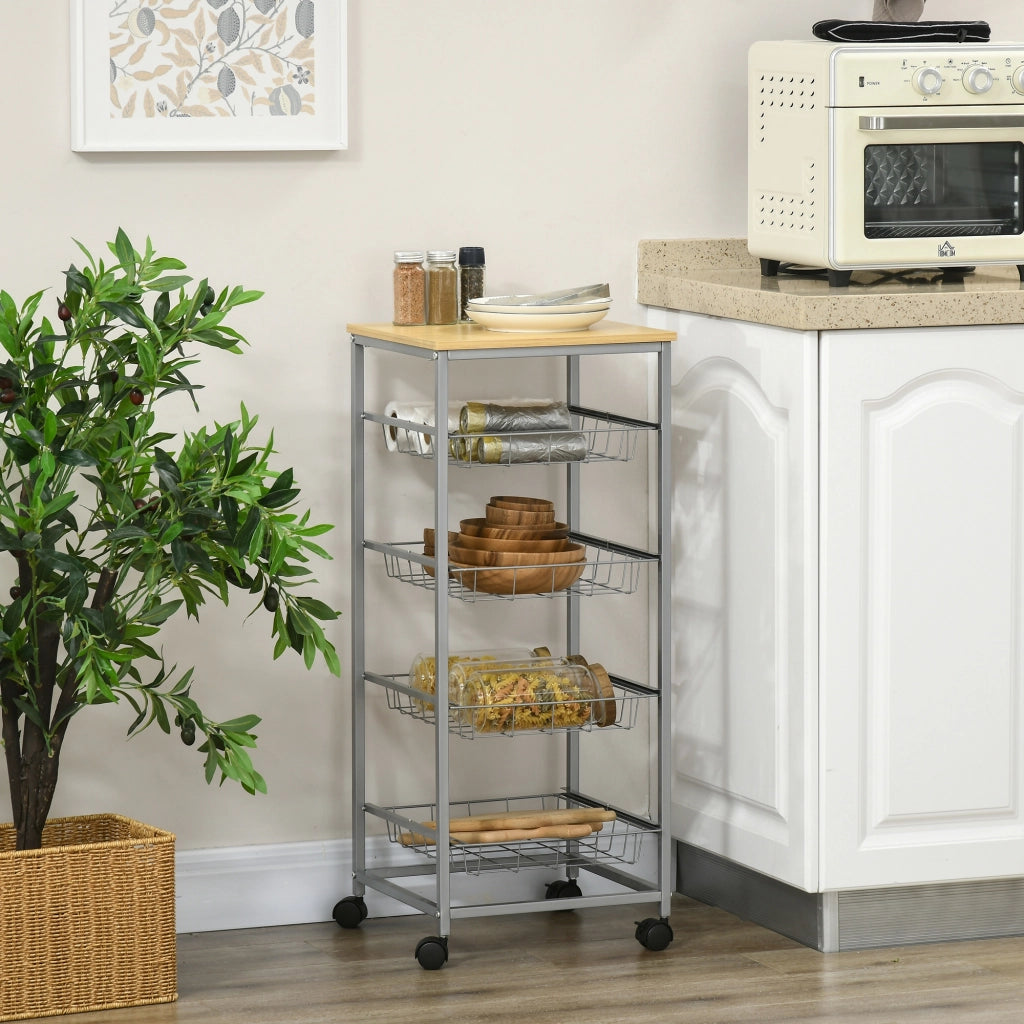 Carrello Multiuso per Cucina e Bagno ¨C zephmum ¨C 36,5x36,5x89 cm Argento