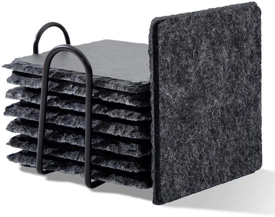 Sostegni per piatti, set di 8 - 10 x 10 cm sostegni per piatti in velluto, sostegni per bicchieri, tappeti per piatti, sostegni per bicchieri, sostegni per piatti - grigio scuro