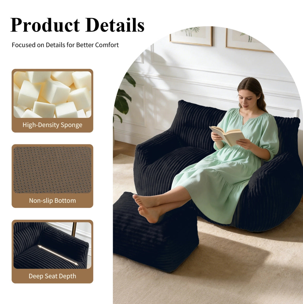 Poltrona pouf lounge grande ergonomica nera