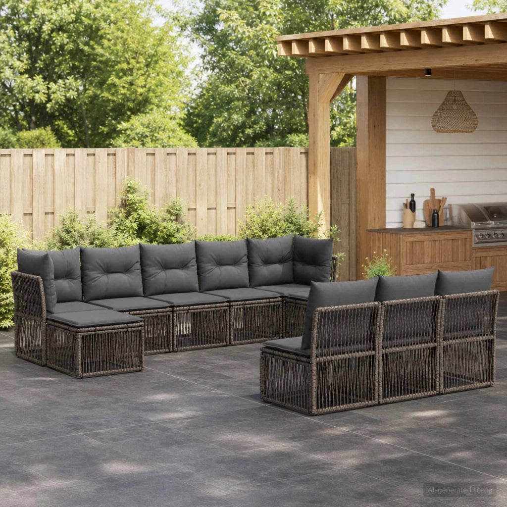 Set Divano da Giardino 10 pz Grigio polyrattan 3434357