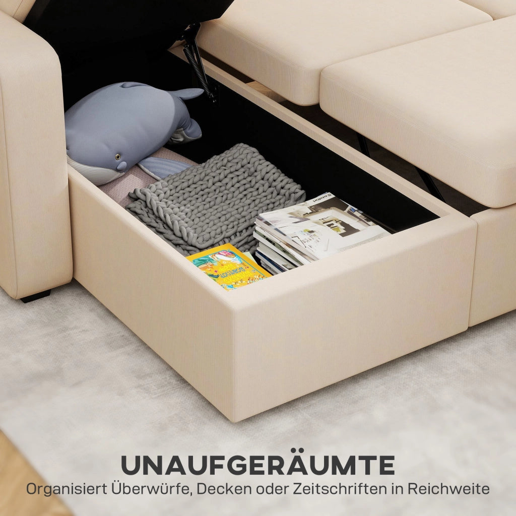 Divano letto angolare con contenitore e cuscini ¨C Minimal ¨C Beige