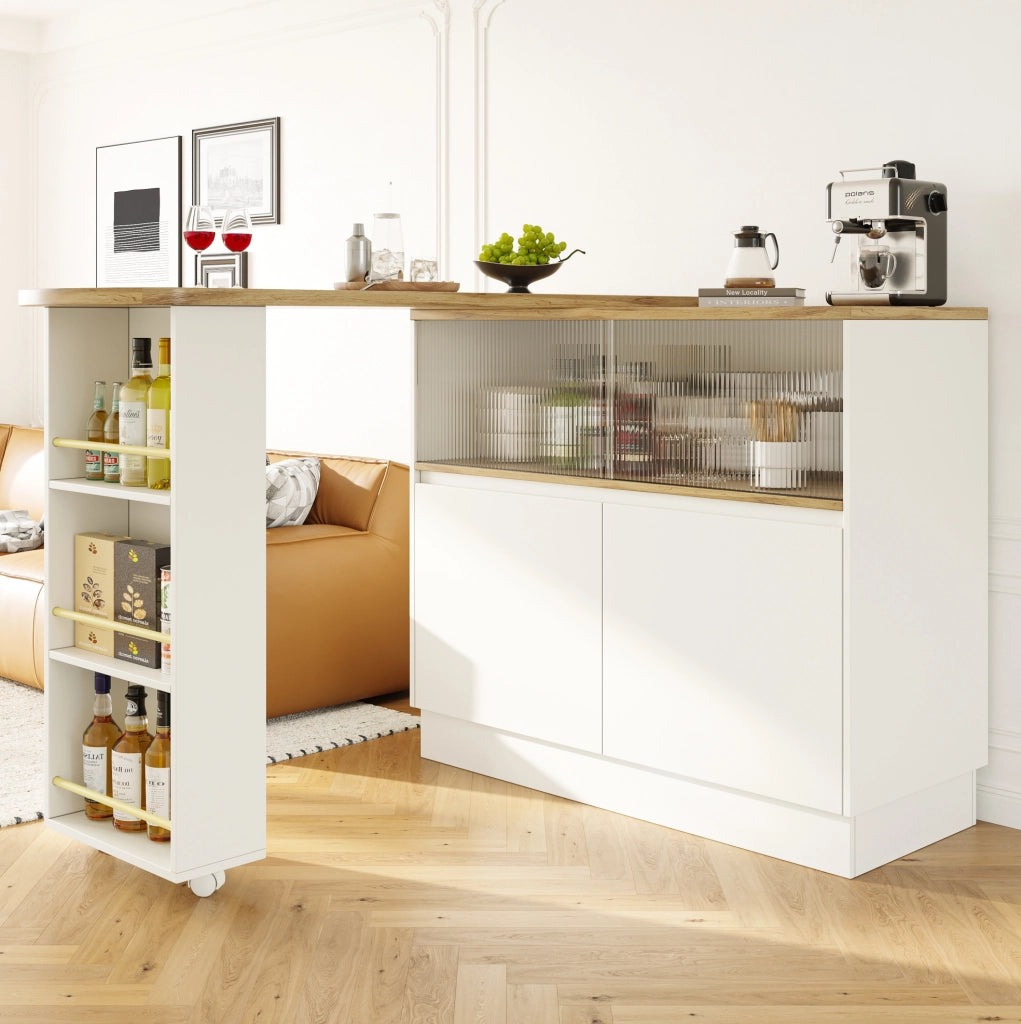 Credenza bar girevole 360° bianca in MDF