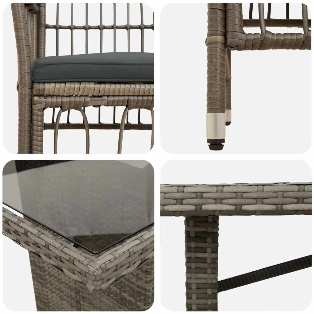 Set da pranzo per esterni 9 pz Grigio polyrattan 3448951
