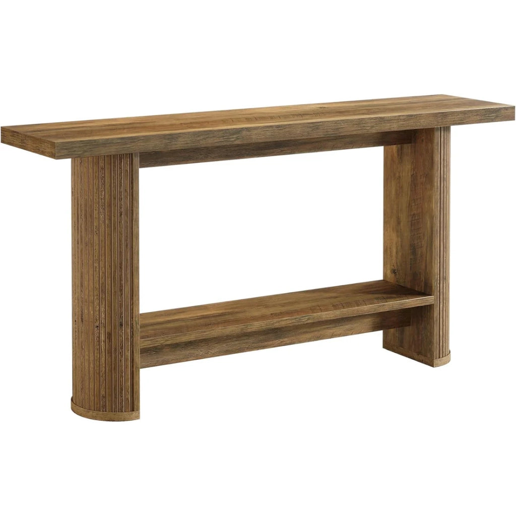 Consolle moderna dal design sottile in legno ingegnerizzato marrone salvaspazio per ingresso e soggiorno 153 × 38 × 16 cm