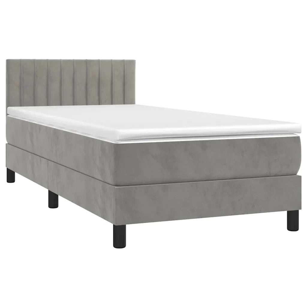 Letto a Molle con Materasso e LED Grigio Chiaro 90x190 cm 3134495