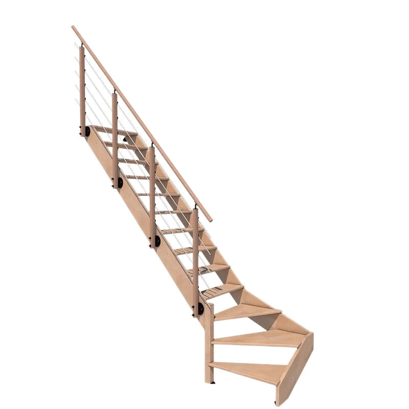 NOVESTA - Scala in legno a un quarto di giro a sinistra con balaustra