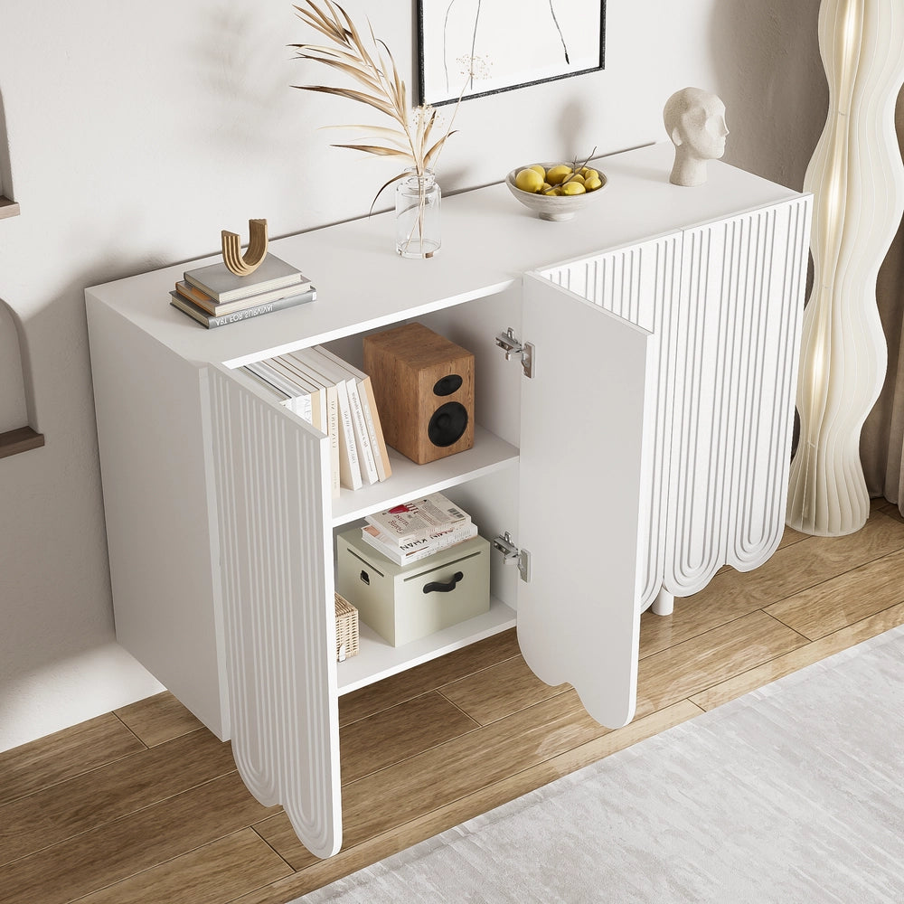 Credenza con Ante Sagomate ¨C MINIMAL ¨C Legno, Design Moderno