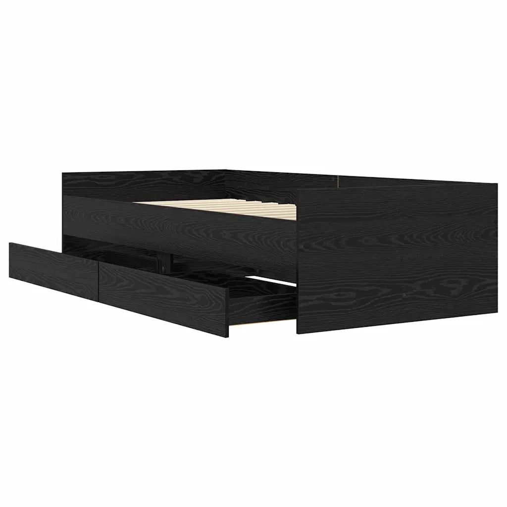 Struttura del letto Rovere Nero 100 x 200 cm Pino massello 3403203