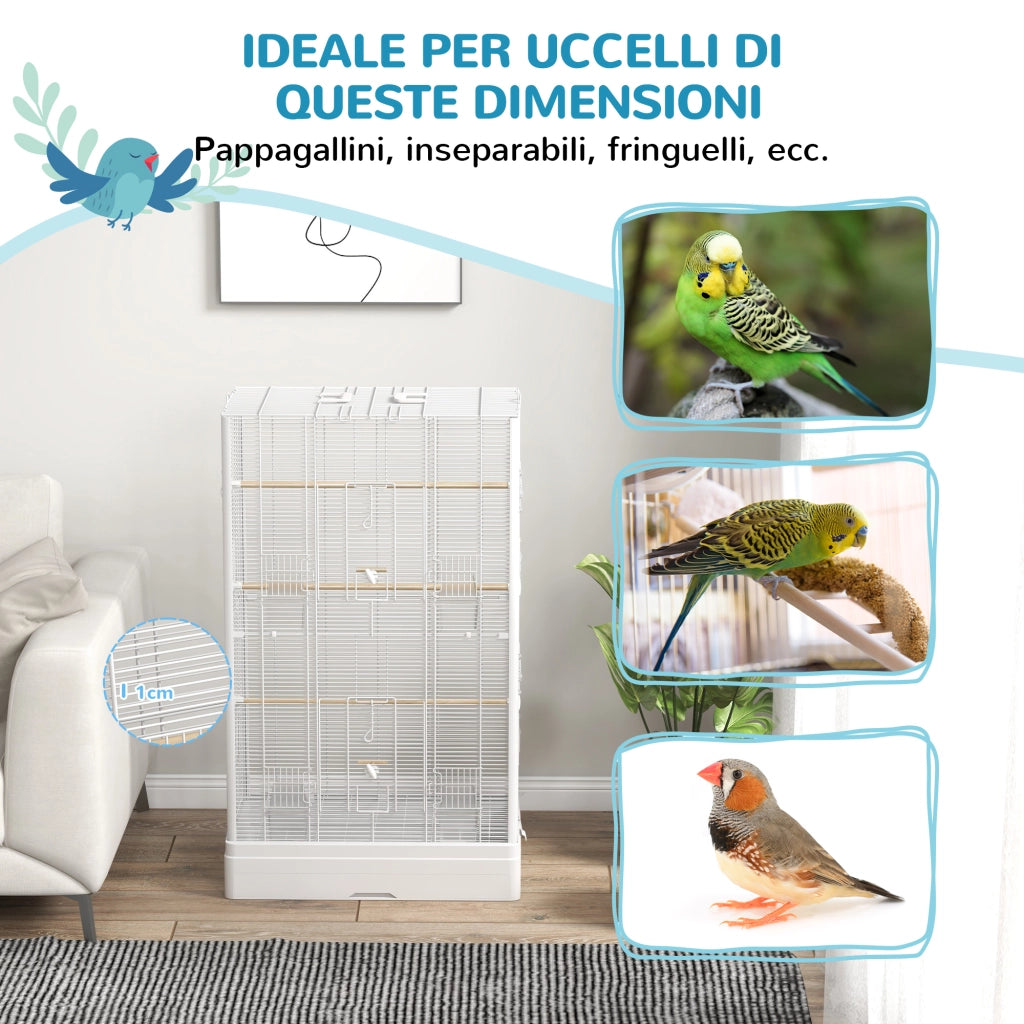 Voliera per Uccelli ¨C Minimal ¨C Bianco 61x36.5x98 cm