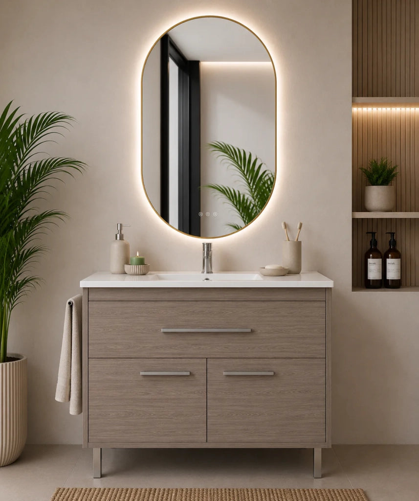 Mobile bagno con lavabo ORIGENBATH BAHIA senza specchio 90x45 cm rovere smoky