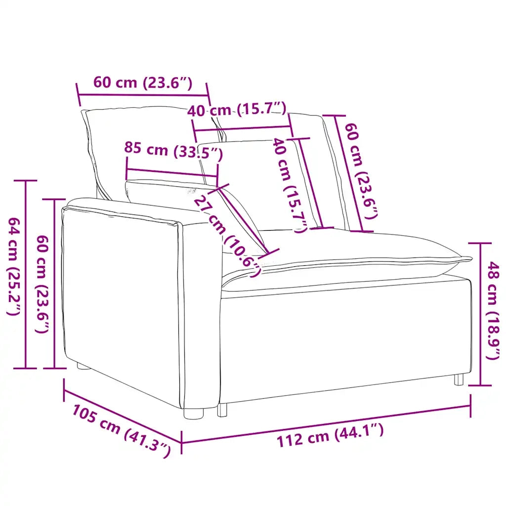 Modulo Terminale Bracciolo Divano Modulare con Cuscini 100 cm CFW9514878