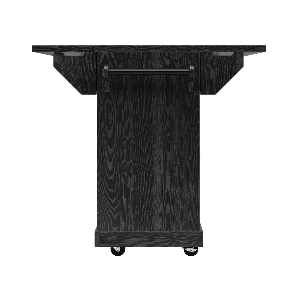 Carrello da cucina con piano estensibile, altezza 95 cm, 3 cassetti e ruote frenanti, nero