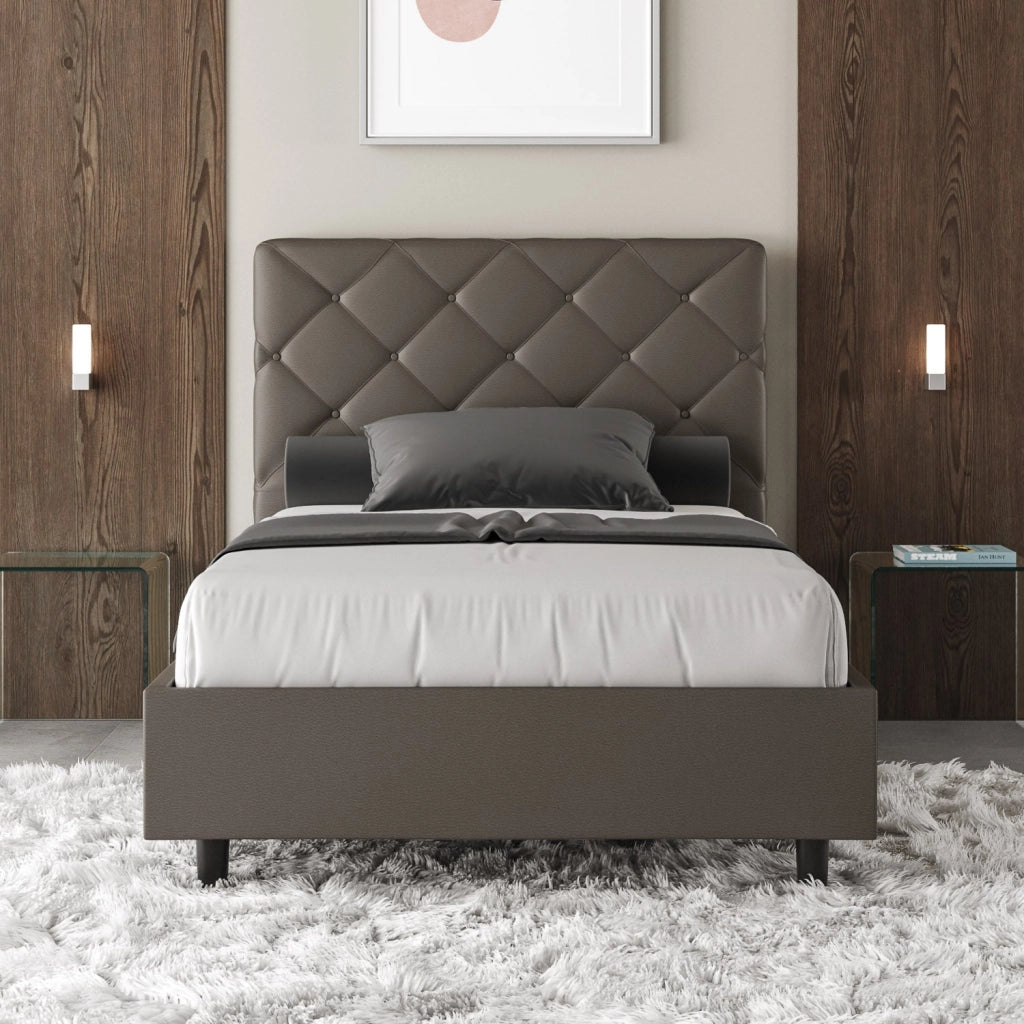 Letto Matrimoniale Extra Large 200x200 cm con Rete Priya Cappuccino