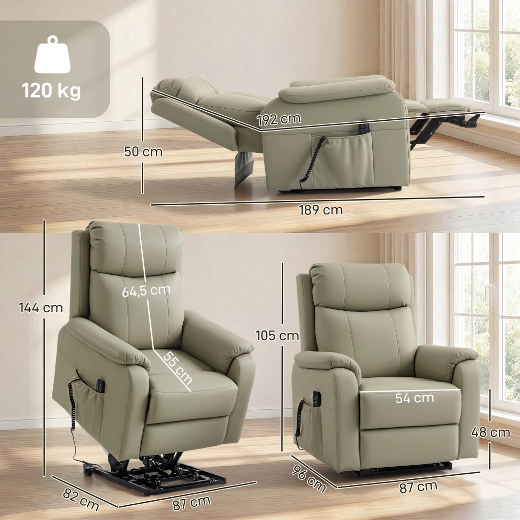 Poltrona relax elettrica alzapersona ¨C Xylo ¨C doppio motore reclinabile crema 87x96x105cm