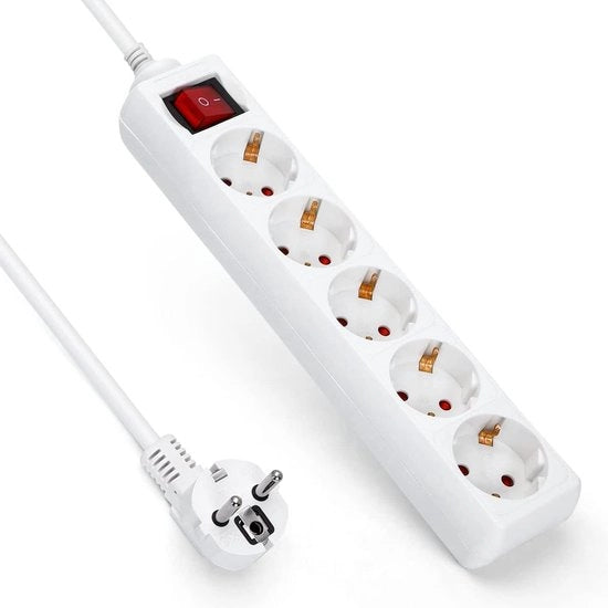 Overspanningsbeveiliging 5-Voudig con Interruttore 3g15m㎡ 3m Cavo Bianco - 5-voldi 3m Box di Connettore