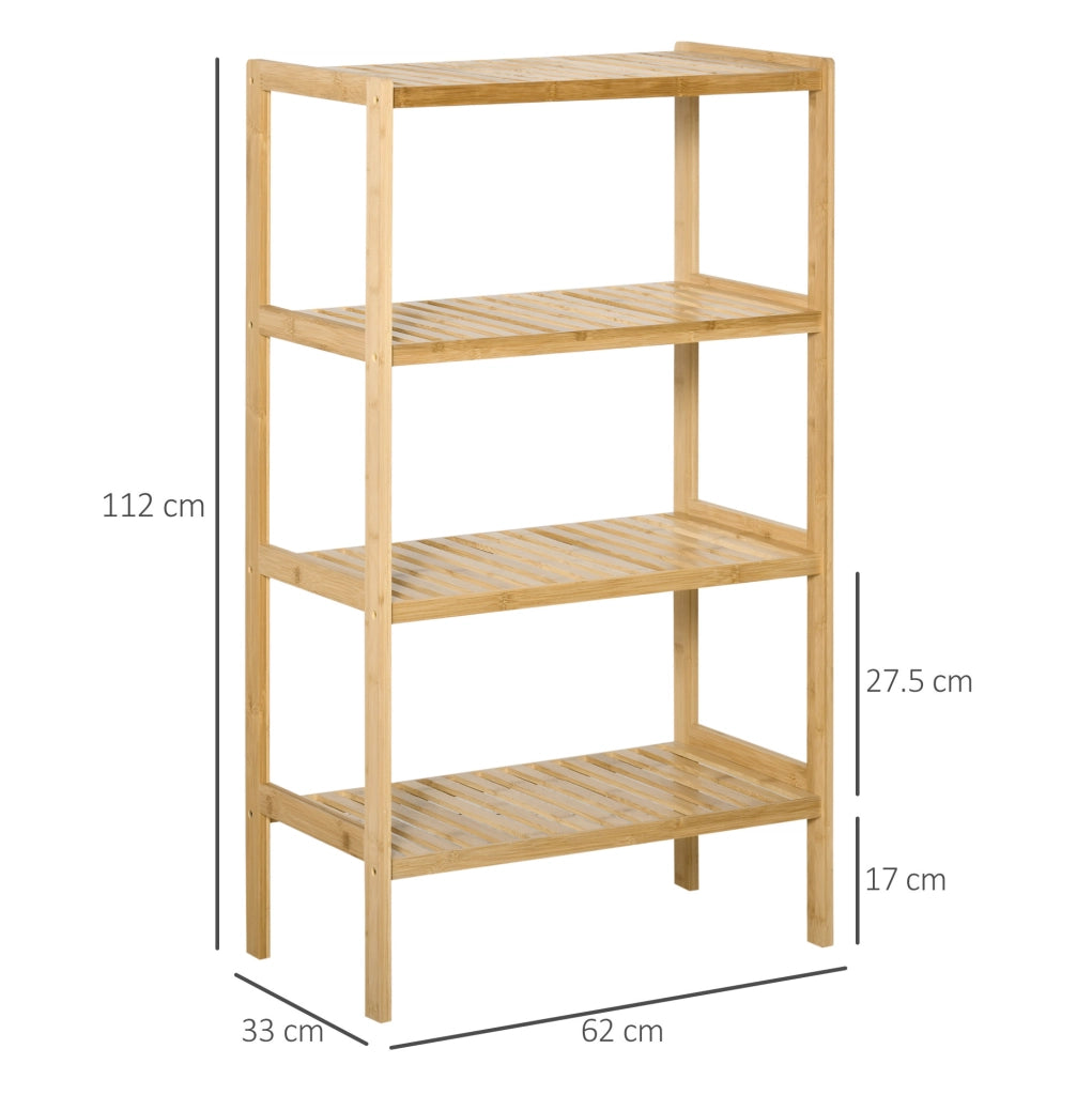 Scaffale in bambù a 4 ripiani 62x33x112 cm naturale