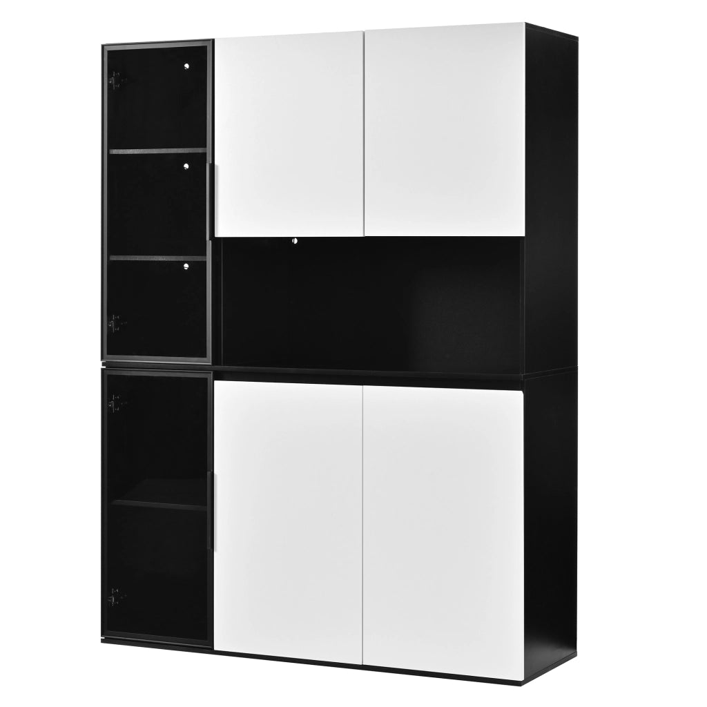 ARMADIO Vetrina 120x40x160 cm MDF Bianco e Nero con LED