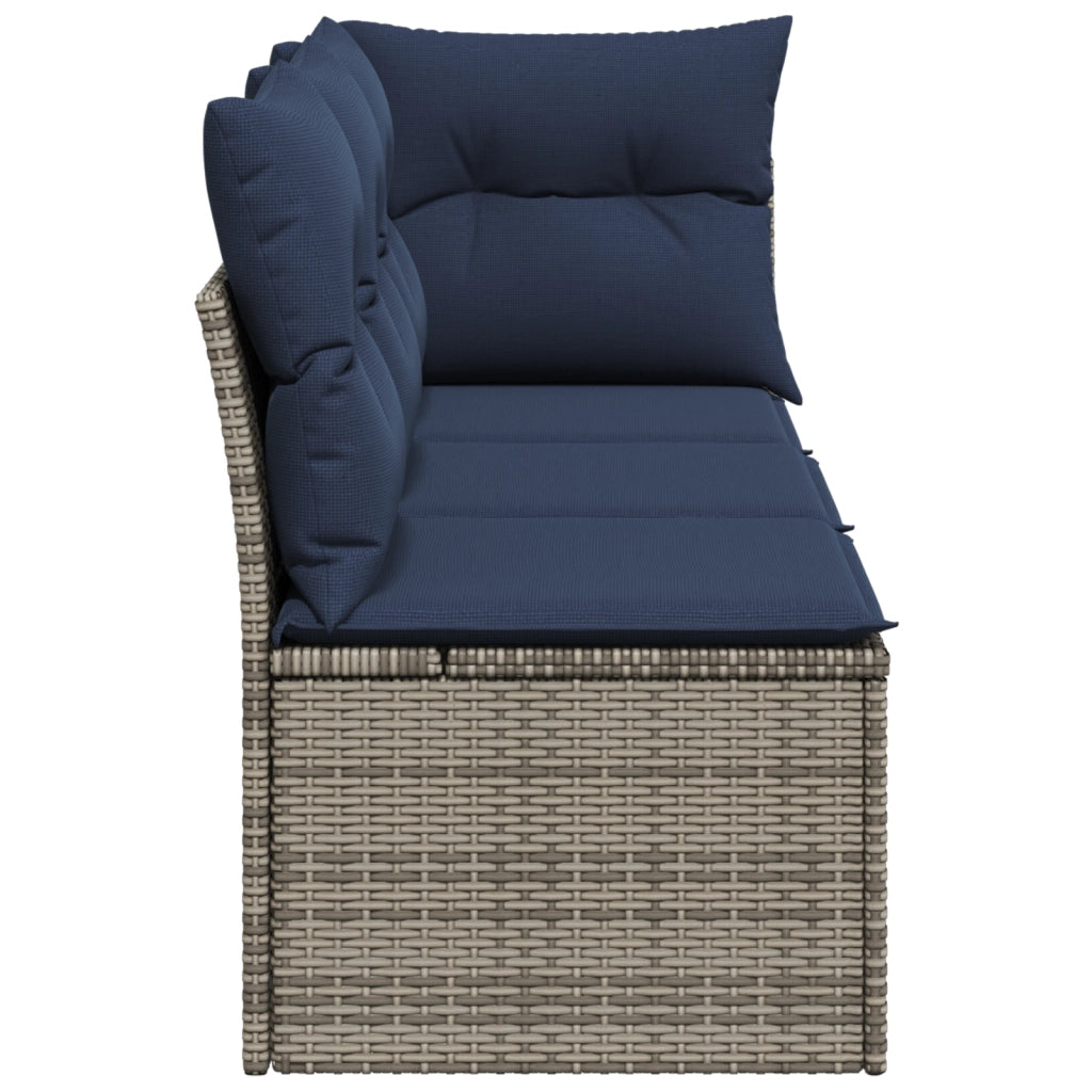 Divano da Giardino con Cuscini 3 Posti Grigio in Polyrattan 366165