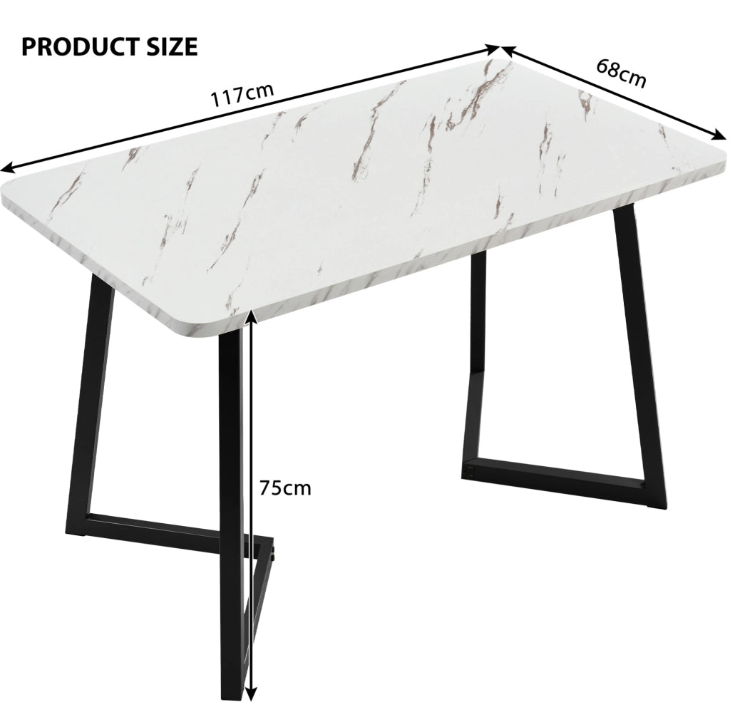 Set tavolo da pranzo rettangolare 117x68x75 cm con 4 sedie in velluto grigio e gambe nere