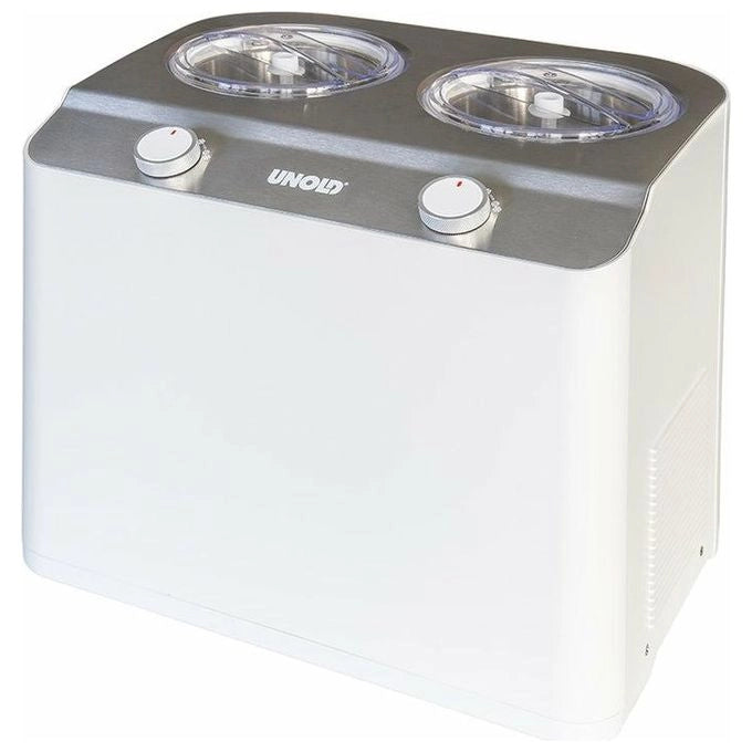 Unold 48830 Doppio Gelatiera a Compressore 2,4 L 250 W con Doppia Vasca Indipendente colore Bianco