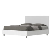BS COM Letto matrimoniale contenitore 160x200 bianco frassino testata similpelle bianco